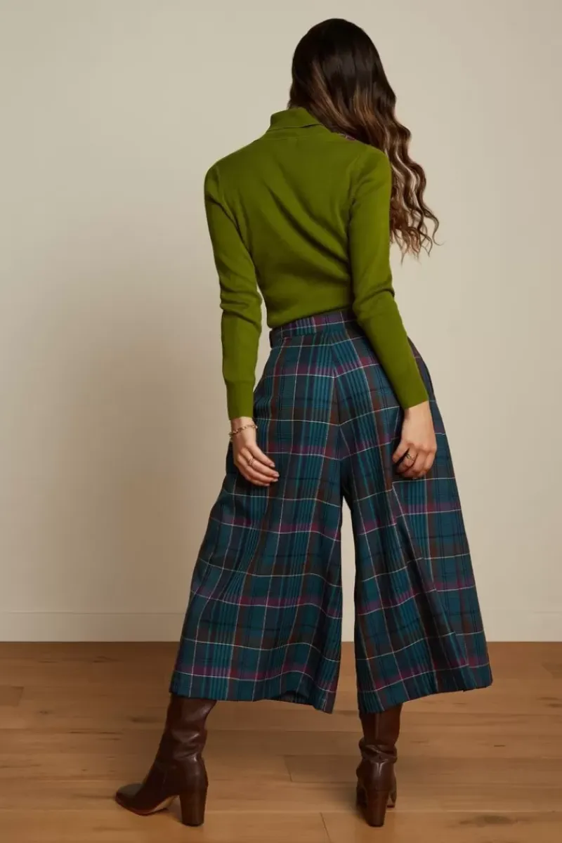 King Louie Broeken<Frances Culotte Dinkle Check Deep Teal
