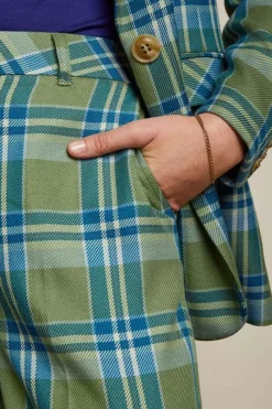 King Louie Broeken<Frederica Pants Nomad Check Jade Green