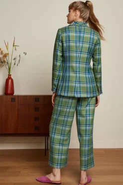 King Louie Broeken<Frederica Pants Nomad Check Jade Green