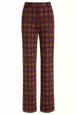 King Louie Broeken<Garbo Pintuck Pants Ny Check Merlot Brown