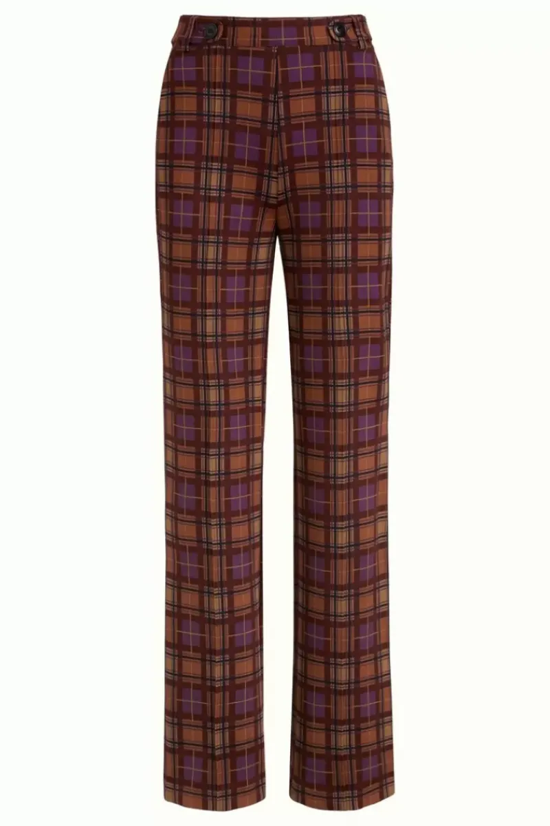 King Louie Broeken<Garbo Pintuck Pants Ny Check Merlot Brown