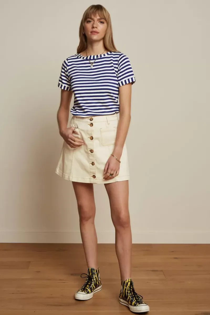 King Louie Rokken<Garbo Pocket Mini Skirt Safari Denim Ivory