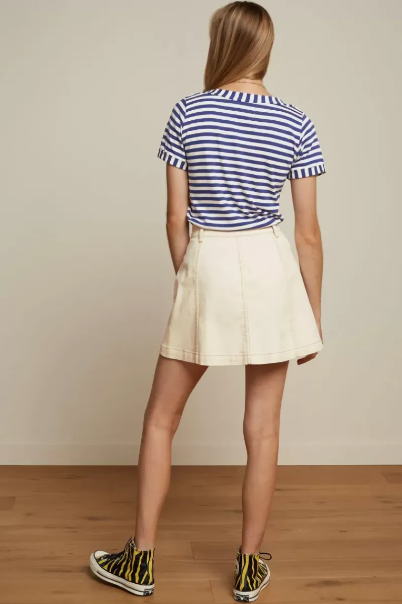 King Louie Rokken<Garbo Pocket Mini Skirt Safari Denim Ivory