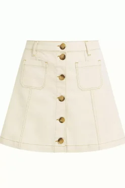 King Louie Rokken<Garbo Pocket Mini Skirt Safari Denim Ivory