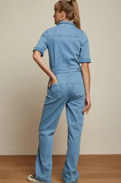 King Louie Jumpsuits<Garbo Zip Jumpsuit Strata Denim Heaven Blue