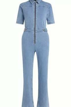 King Louie Jumpsuits<Garbo Zip Jumpsuit Strata Denim Heaven Blue
