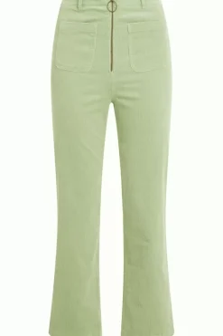 King Louie Broeken<High Waist Zip Pants Babyrib Basil Green