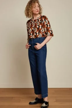 King Louie Broeken<High Waisted Pants Golden Denim Indigo Blue