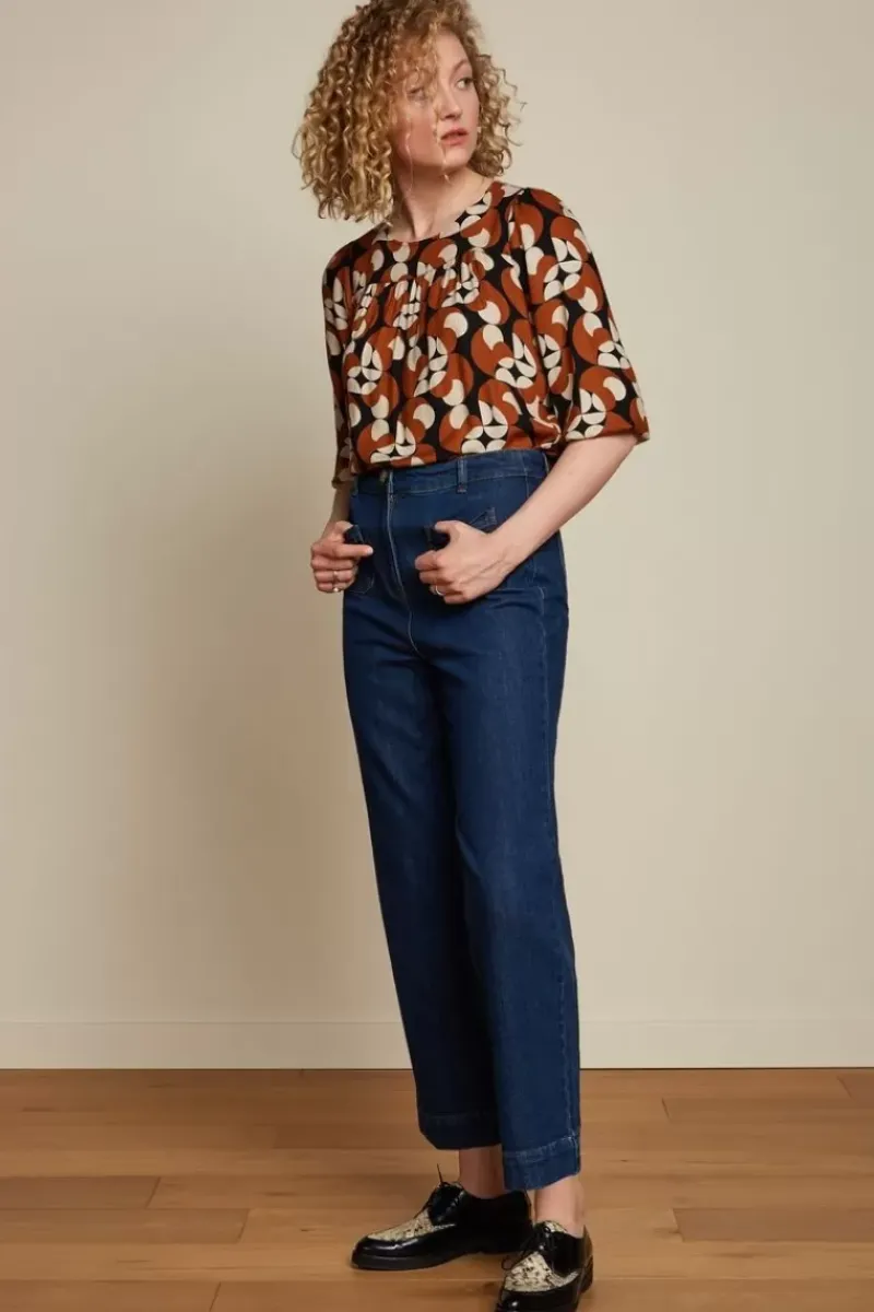 King Louie Broeken<High Waisted Pants Golden Denim Indigo Blue