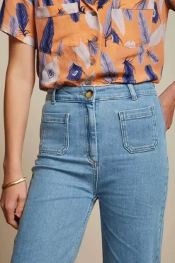King Louie Broeken<High Waisted Pocket Pants Strata Denim Heaven Blue