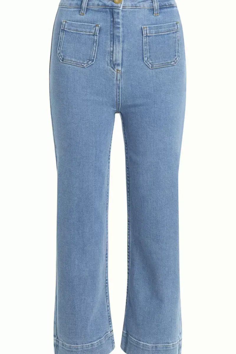 King Louie Broeken<High Waisted Pocket Pants Strata Denim Heaven Blue