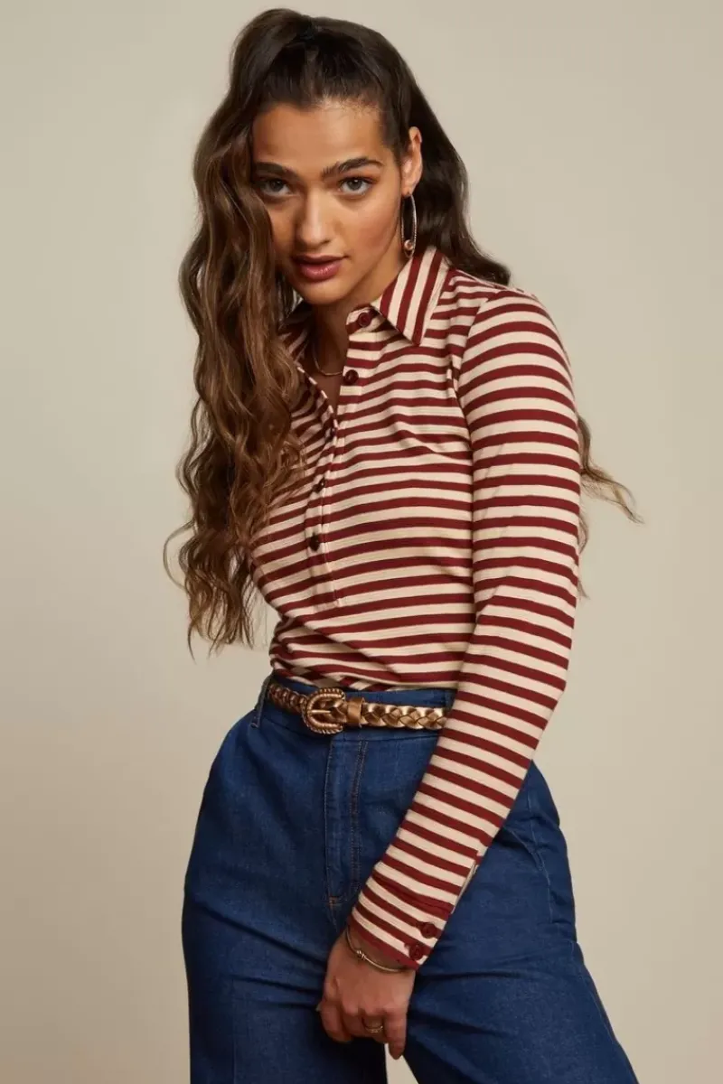 King Louie Tops & Shirts<Jayne Top Chopito Stripe Brique Red