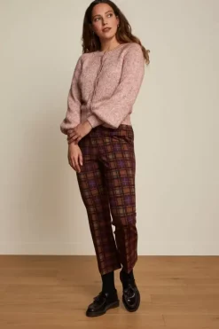 King Louie Broeken<Jenny Pants Ny Check Merlot Brown