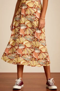King Louie Rokken<Juno Midi Skirt Neptuno Cognac Orange