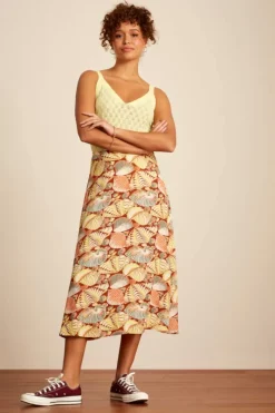 King Louie Rokken<Juno Midi Skirt Neptuno Cognac Orange