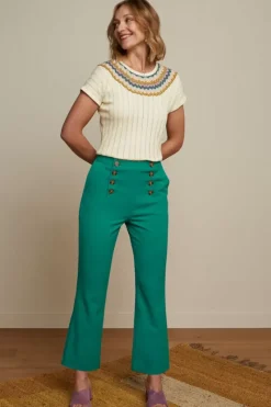King Louie Broeken<Lara Sailor Cropped Pants Broadway Deep Teal