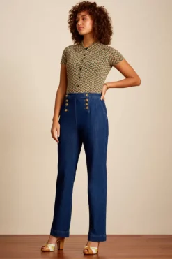 King Louie Broeken<Lara Sailor Pants Golden Denim Indigo Blue