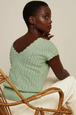 King Louie Tops & Shirts<Lila V Top Rocky Ajour Foam Green