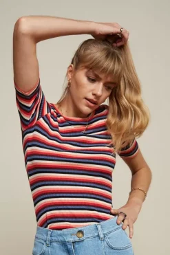 King Louie Tops & Shirts<Lily Top Ocra Stripe Poppy Red