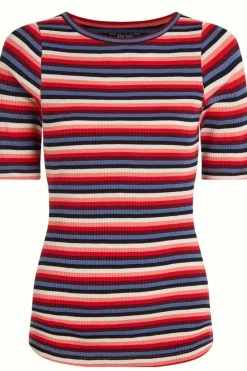 King Louie Tops & Shirts<Lily Top Ocra Stripe Poppy Red