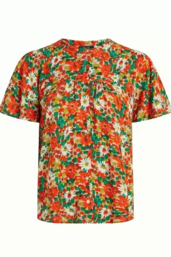 King Louie Blouses<Lisa Flared Blouse Keylime Spicy Orange