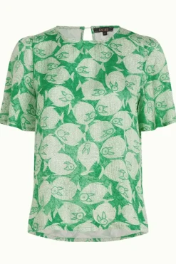 King Louie Blouses<Lizzy Top Luna Lagoon Green
