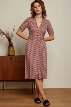 King Louie Jurken<Lola Button Dress Callaloo Chili Red
