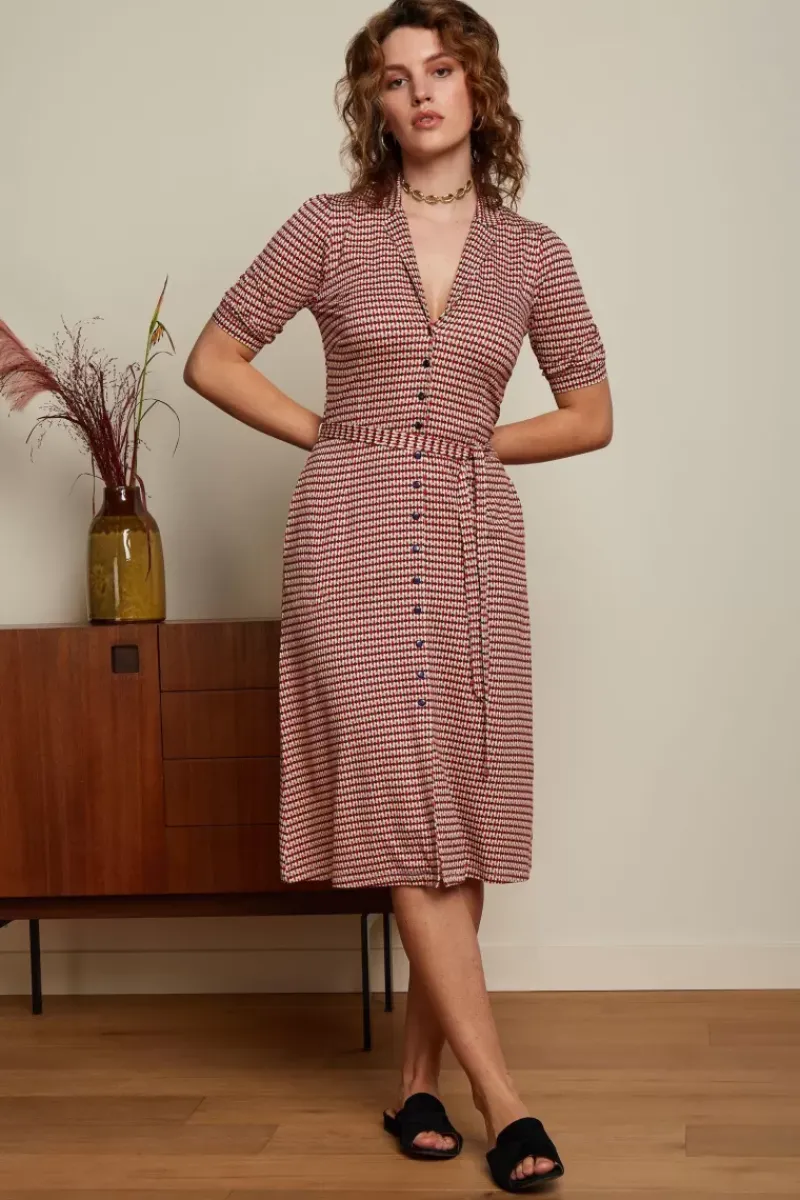 King Louie Jurken<Lola Button Dress Callaloo Chili Red