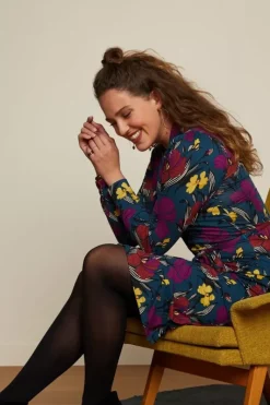 King Louie Jurken<Lola Button Dress Minelli Pond Blue