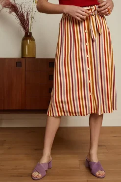 King Louie Rokken<Lola Button Skirt Cassava Stripe Marzipan