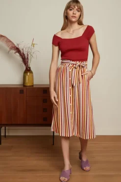 King Louie Rokken<Lola Button Skirt Cassava Stripe Marzipan