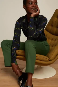 King Louie Broeken<Luz Pintuck Pants Milano Uni Kale Green