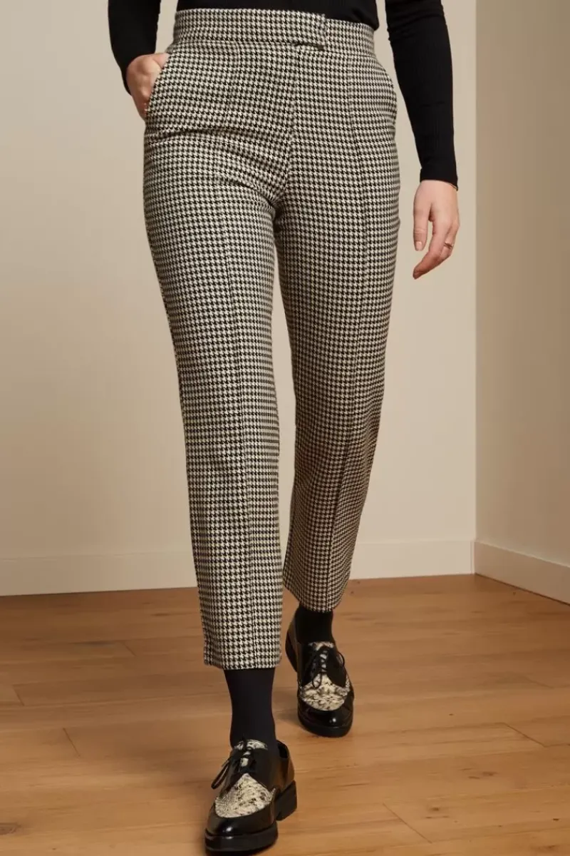 King Louie Broeken<Luz Pintuck Pants Pied-De-Poule Black