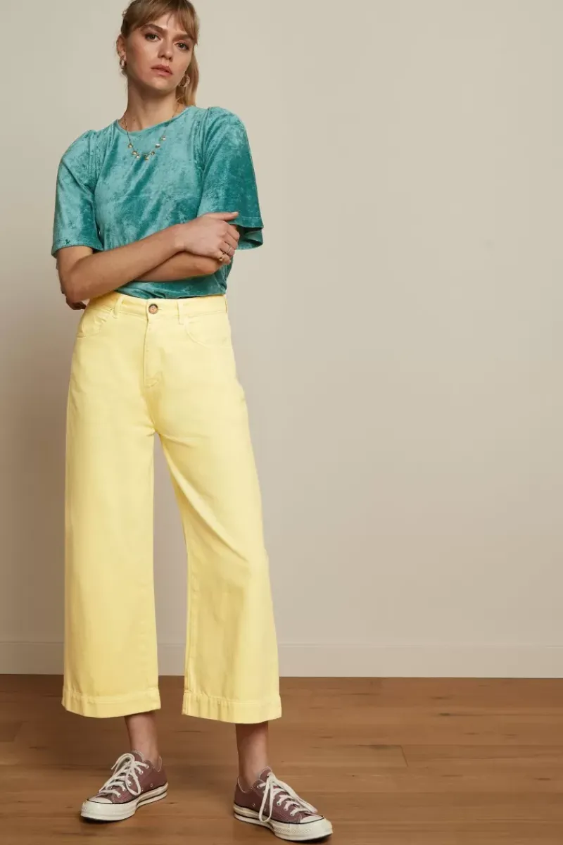 King Louie Broeken<Marcie Cropped Pants Garment Dye Lemonade Yellow
