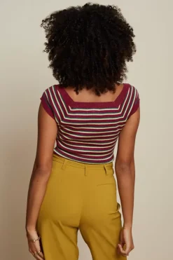 King Louie Tops & Shirts<Marie Rib Top Ruiz Stripe Beaujolais Red