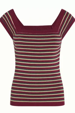 King Louie Tops & Shirts<Marie Rib Top Ruiz Stripe Beaujolais Red