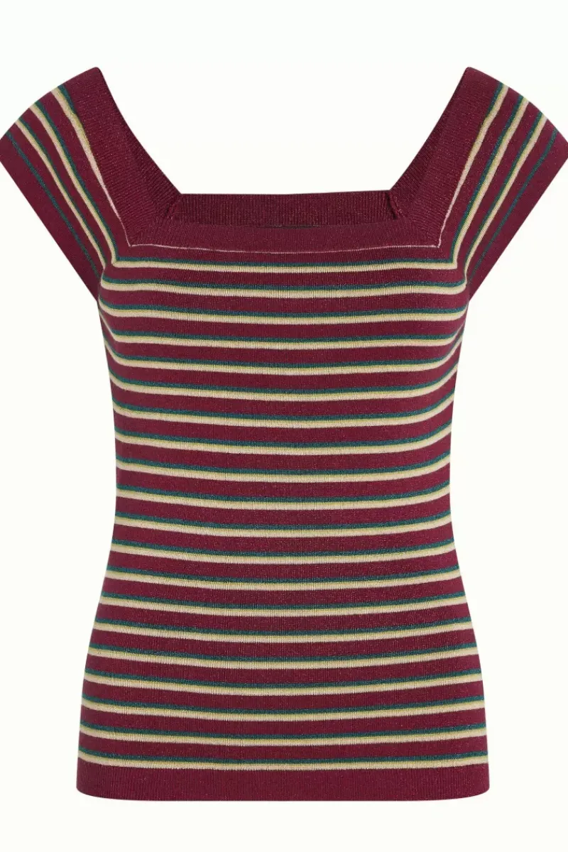 King Louie Tops & Shirts<Marie Rib Top Ruiz Stripe Beaujolais Red