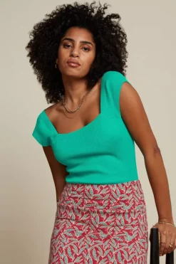 King Louie Tops & Shirts<Marie Top Cottonclub Delphinium Green