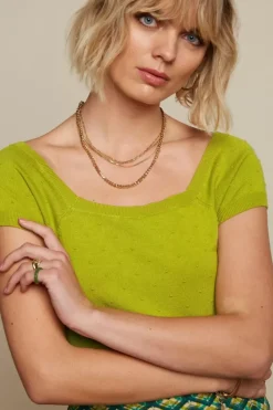 King Louie Tops & Shirts<Marie Top Droplet Cress Yellow