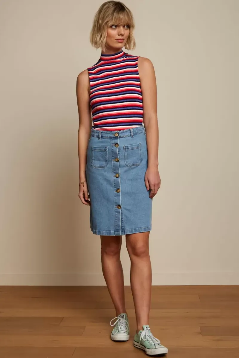 King Louie Rokken<Mary Skirt Strata Denim Heaven Blue