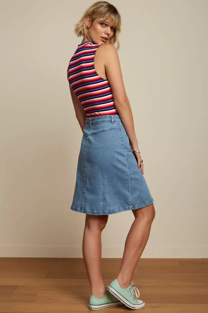 King Louie Rokken<Mary Skirt Strata Denim Heaven Blue