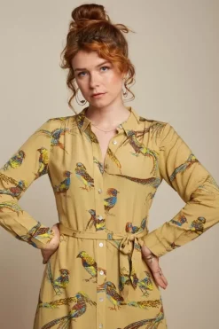 King Louie Jurken<Olive Midi Dress Reggie Mustard Gold