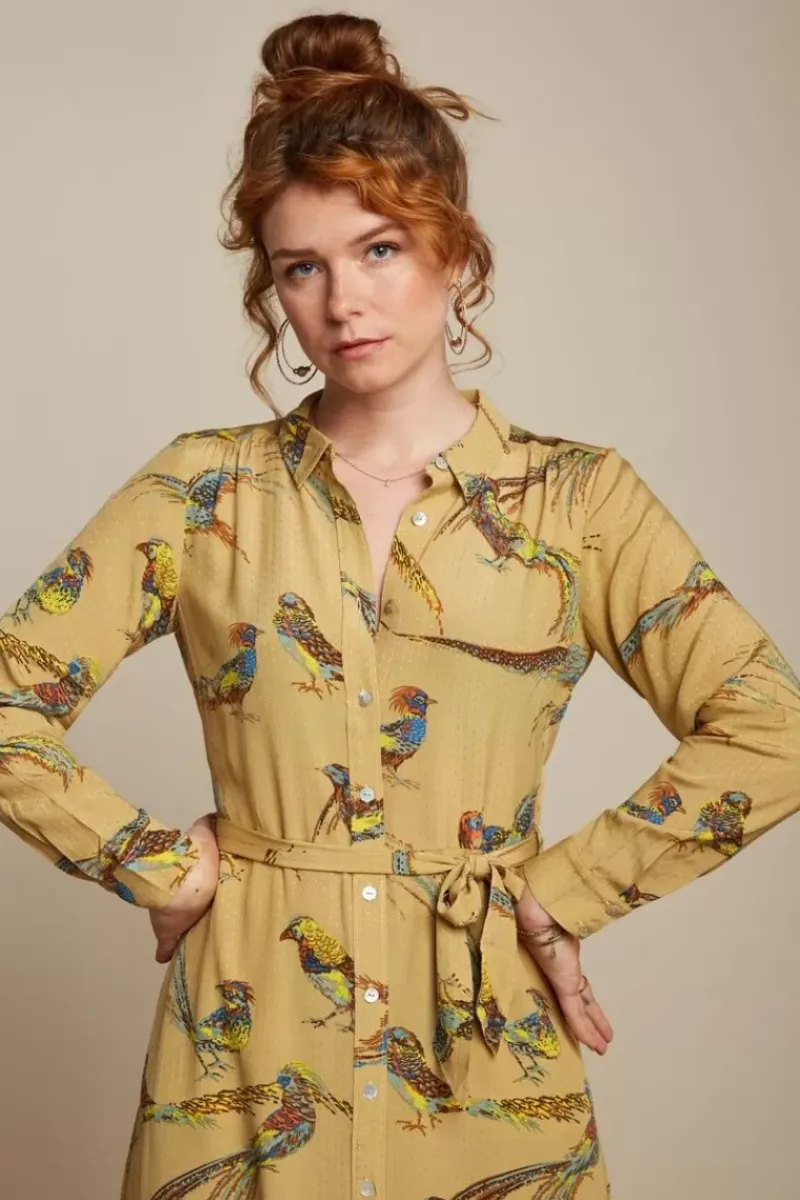 King Louie Jurken<Olive Midi Dress Reggie Mustard Gold