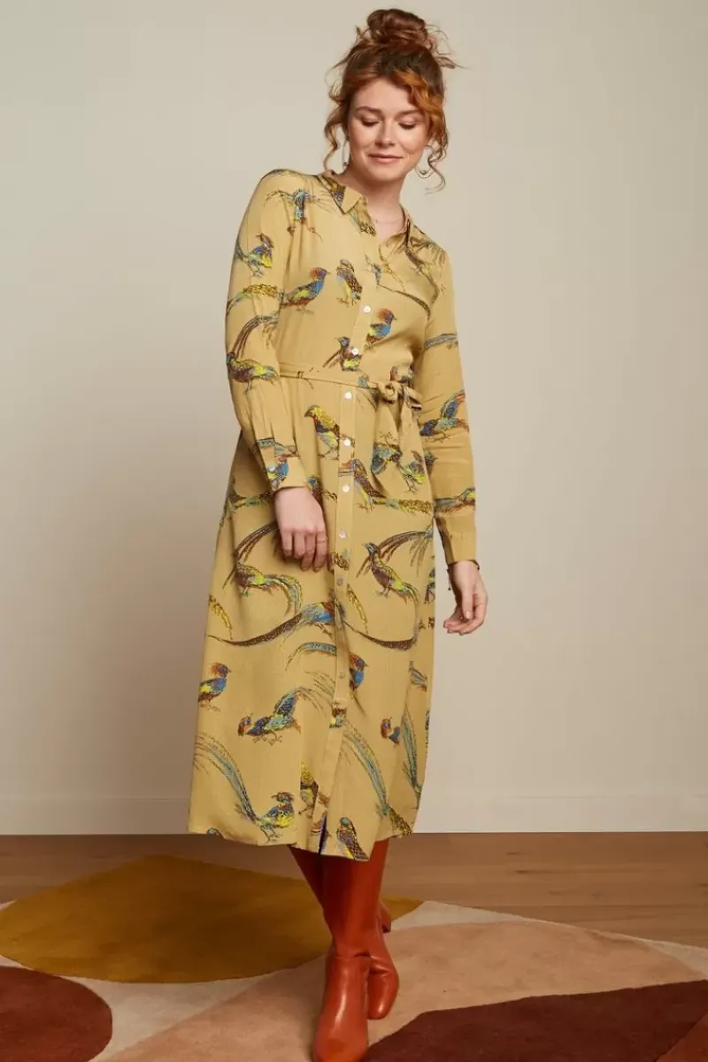 King Louie Jurken<Olive Midi Dress Reggie Mustard Gold