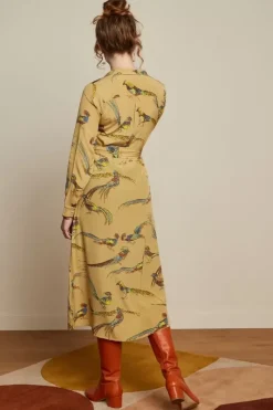 King Louie Jurken<Olive Midi Dress Reggie Mustard Gold