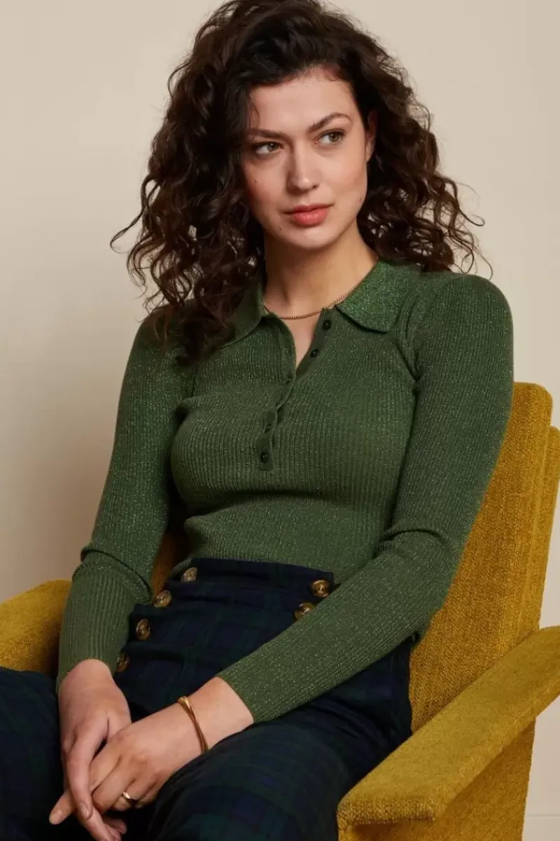 King Louie Tops & Shirts<Polo Rib Top Lapis Kale Green