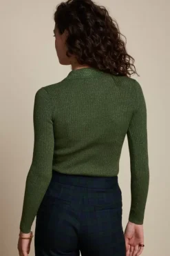King Louie Tops & Shirts<Polo Rib Top Lapis Kale Green