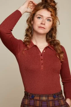 King Louie Tops & Shirts<Polo Rib Top Lapis Pecan Brown