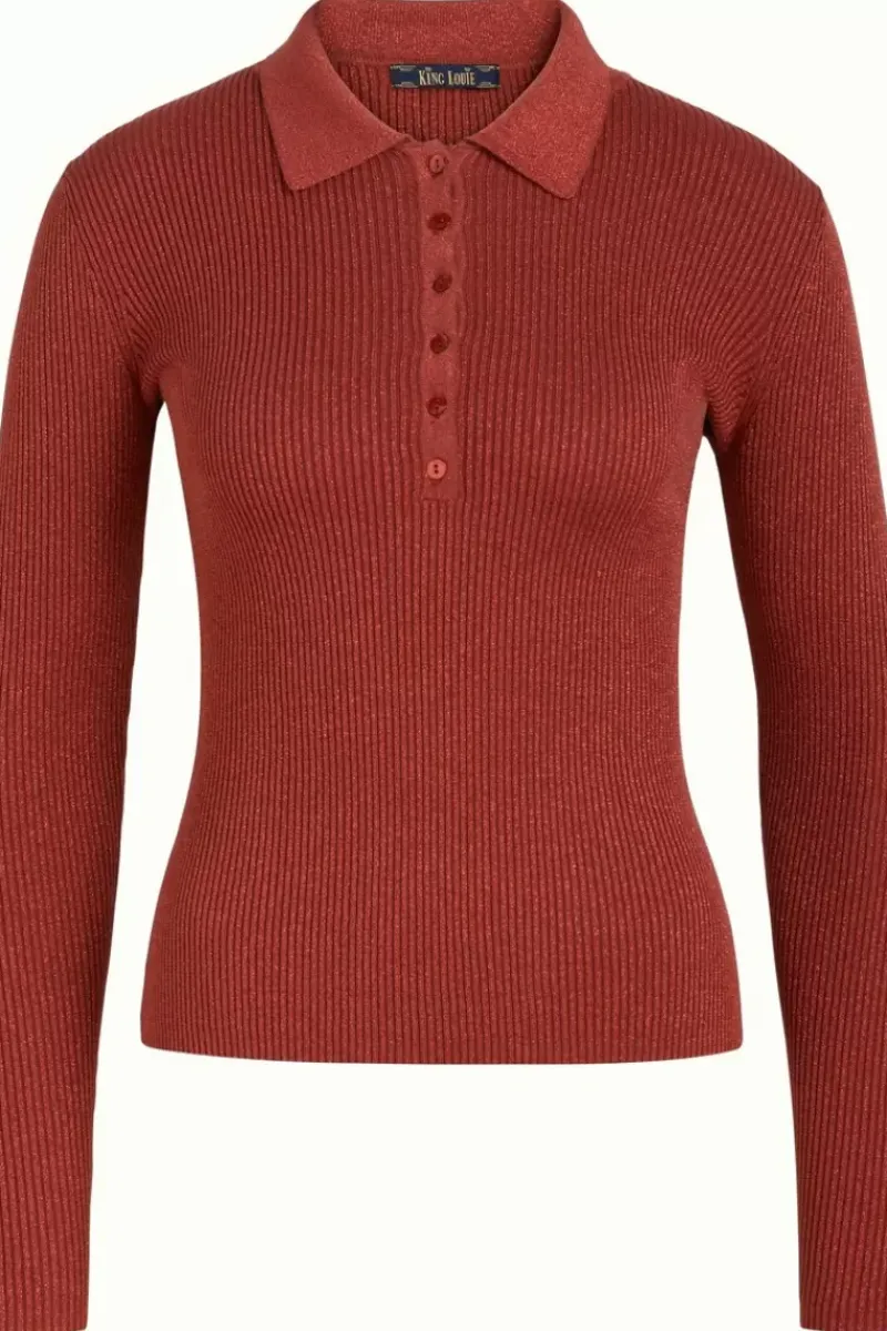 King Louie Tops & Shirts<Polo Rib Top Lapis Pecan Brown
