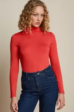 King Louie Tops & Shirts<Rollneck Top Ecovero Light Poppy Red